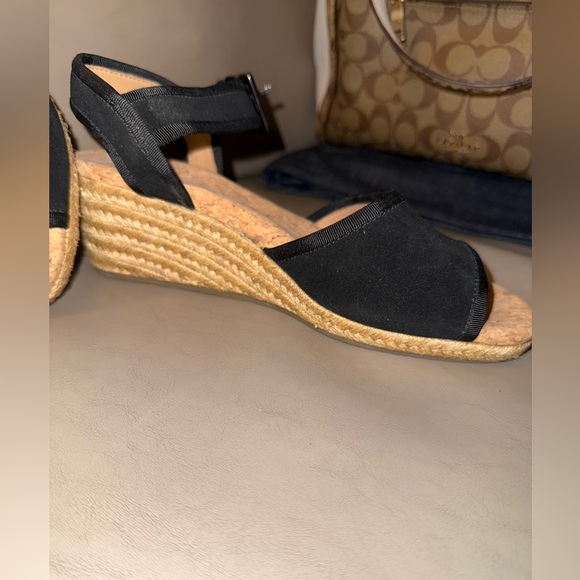 Ugg Wedge Shoe Womens 6.5 Australia Maybell Black 1019887 Espadrille Strap - Picture 11 of 12